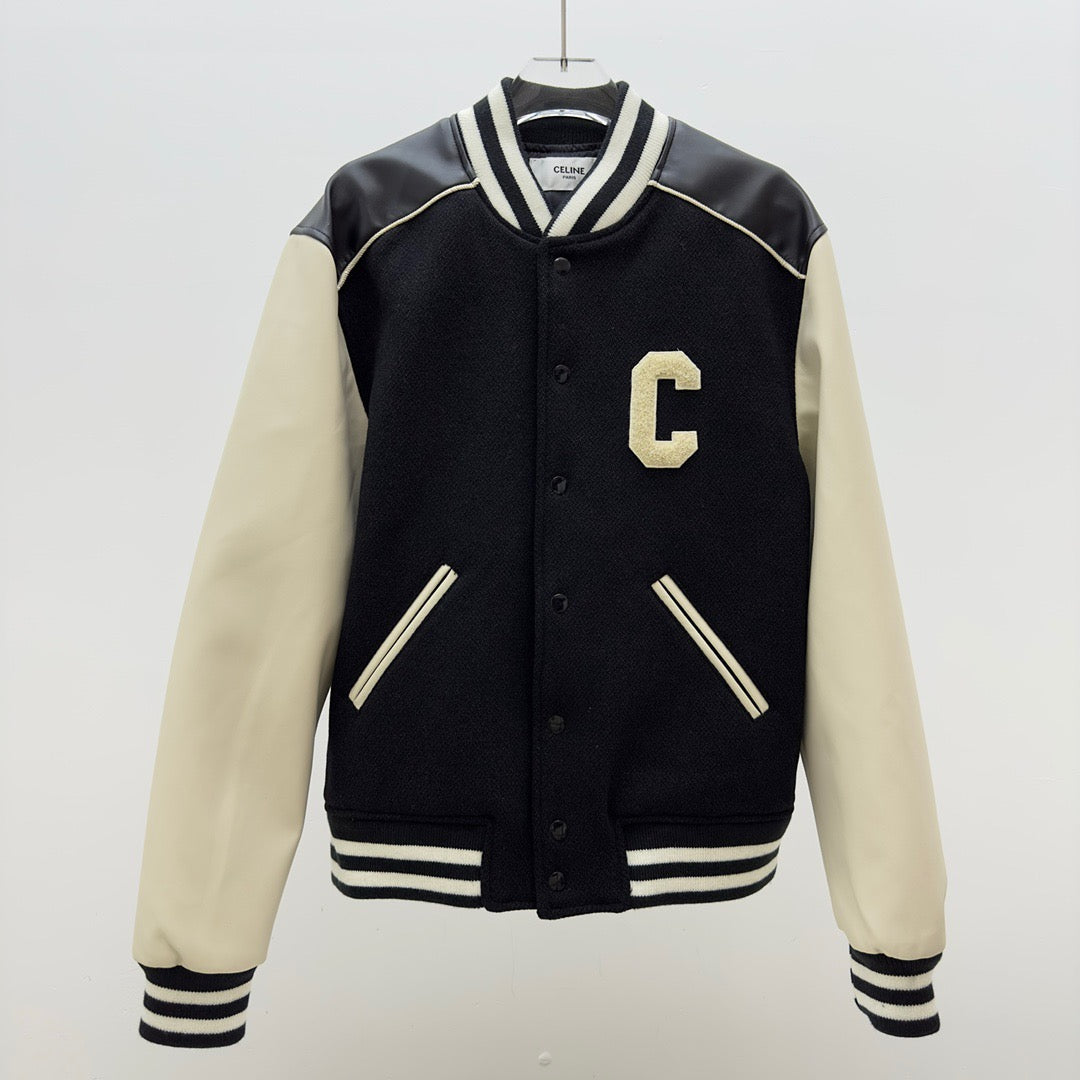 Black Wool Letter Varsity - Men's