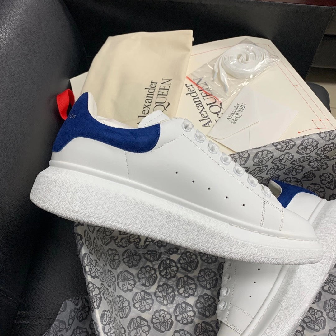 Oversized Blue Suede Tab Sneakers