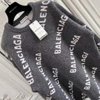 Schwarzes Jacquard-Rundhals-Sweatshirt mit Text-Print – Herren