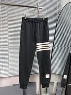 Marineblaue Jogginghose aus Baumwolle mit Bar-Streifen – Herren
