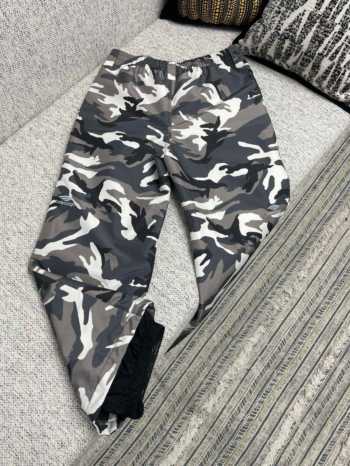Grey Cotton Camo Print Cargo - Men's