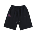 Schwarze Baumwolle, pinkes Logo, Kordelzug – Herren