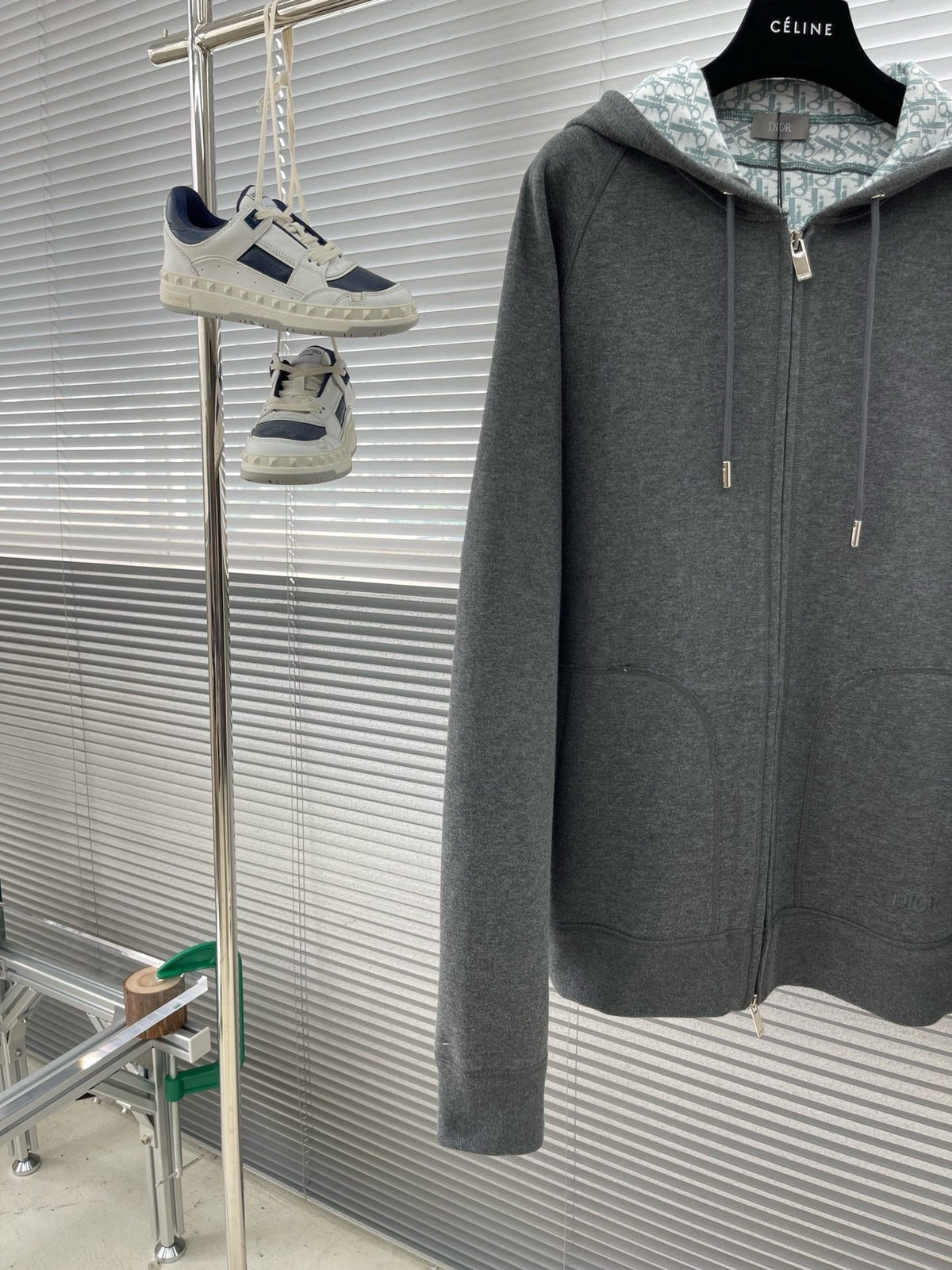 Grey Cotton Check Lined Zip-Through - Men's