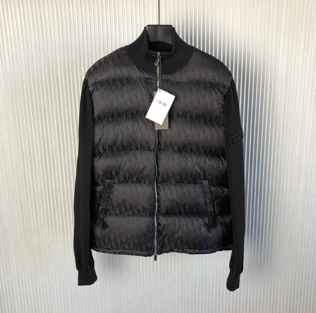 Navy Blue and Black Puffer Jacket - Men's