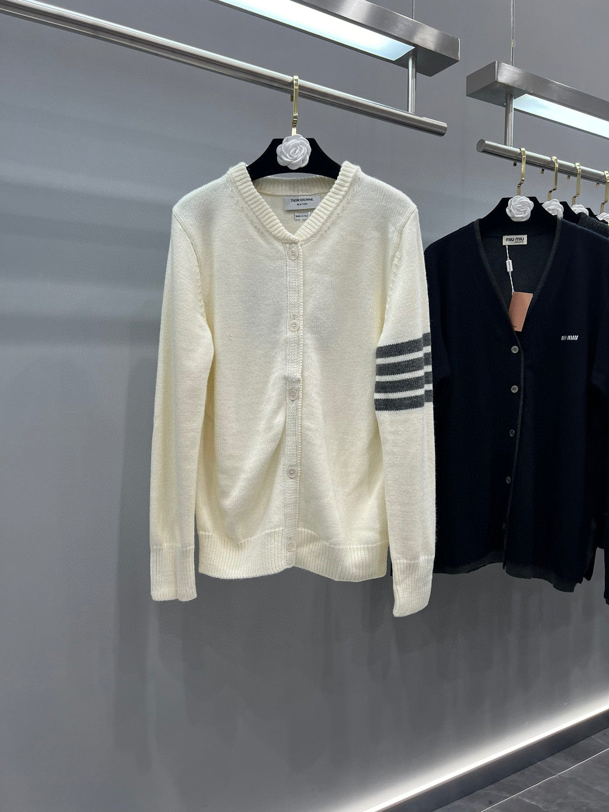 4-Bar Cardigan Navy Knit - Men's