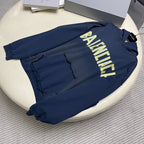 Marineblauer Baumwoll-Pullover mit Text-Logo – Herren