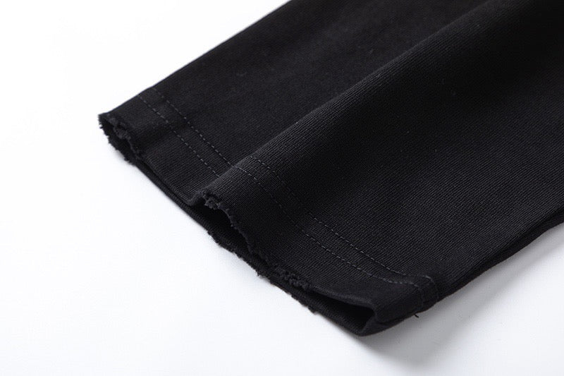 Black Cotton Tonal Text Crewneck - Men's
