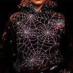 Black Cotton Web Print Joggers - Men's