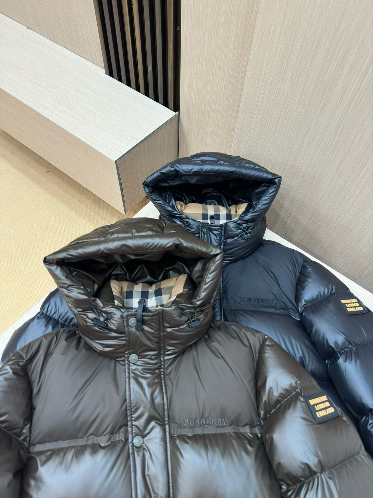 Dark Blue and Black Puffer Jacket - Men's