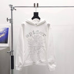 Weißer Baumwoll-Web-Print Pullover – Herren
