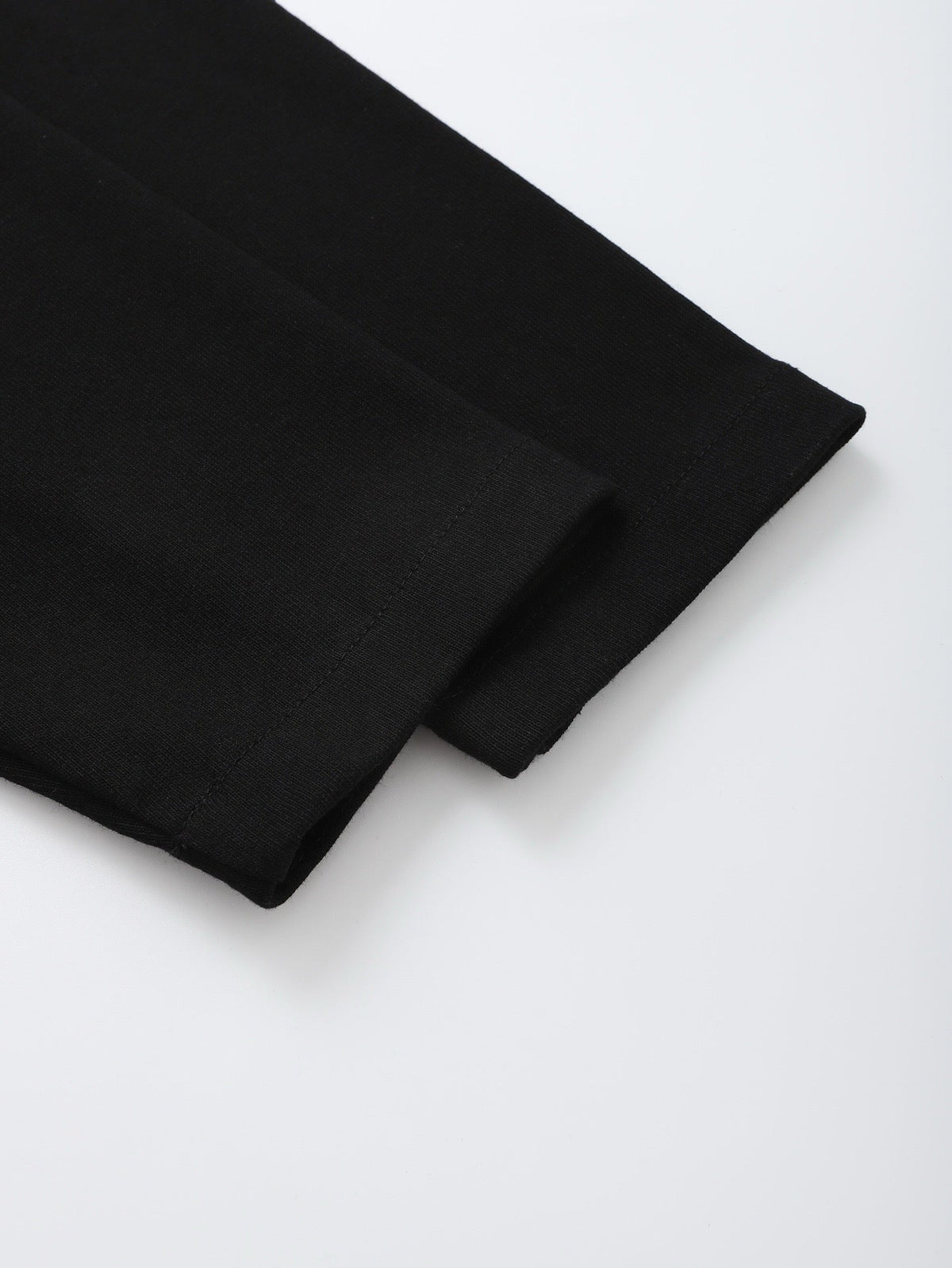 Black Cotton Tonal Text Crewneck - Men's