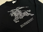 Black Cotton Knight Print Crewneck - Men's