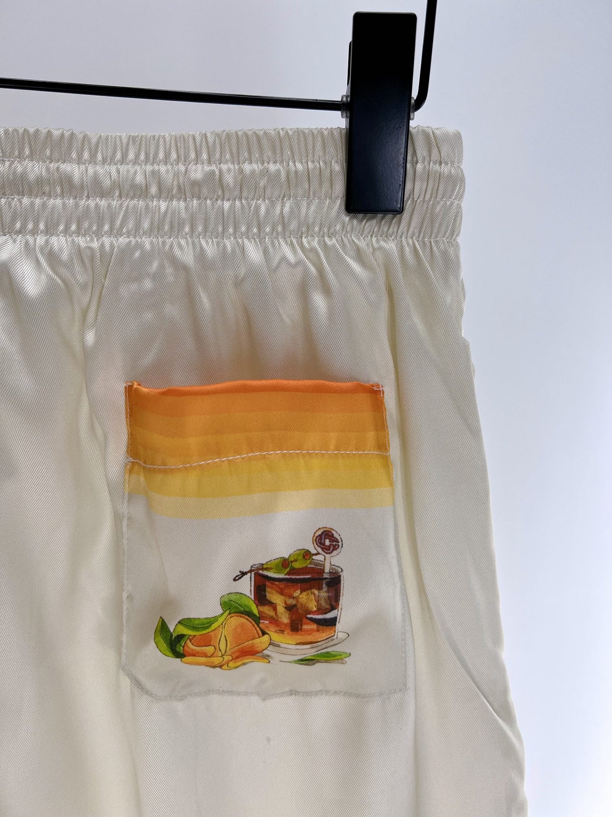 Orange Gradient Hem Silk Shorts - Men's