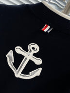 Marineblaue Strickjacke aus Wolle mit vier Streifen – Herren