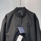 Black Nylon Embroidered Bomber - Men's