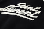 Schwarze College-Jacke aus Wolle mit gestreiften Bündchen – Herren