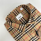 Beige Baumwoll-Langarmshirt mit Vintage Check – Herren