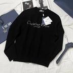 Rundhals-Pullover aus schwarzer Wolle mit Textlogo – Herren