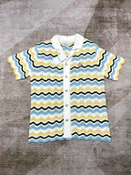 Blaues Chevron Strickhemd – Herren