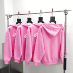 Rosa Baumwoll-Pullover mit tonigem Webband - Herren