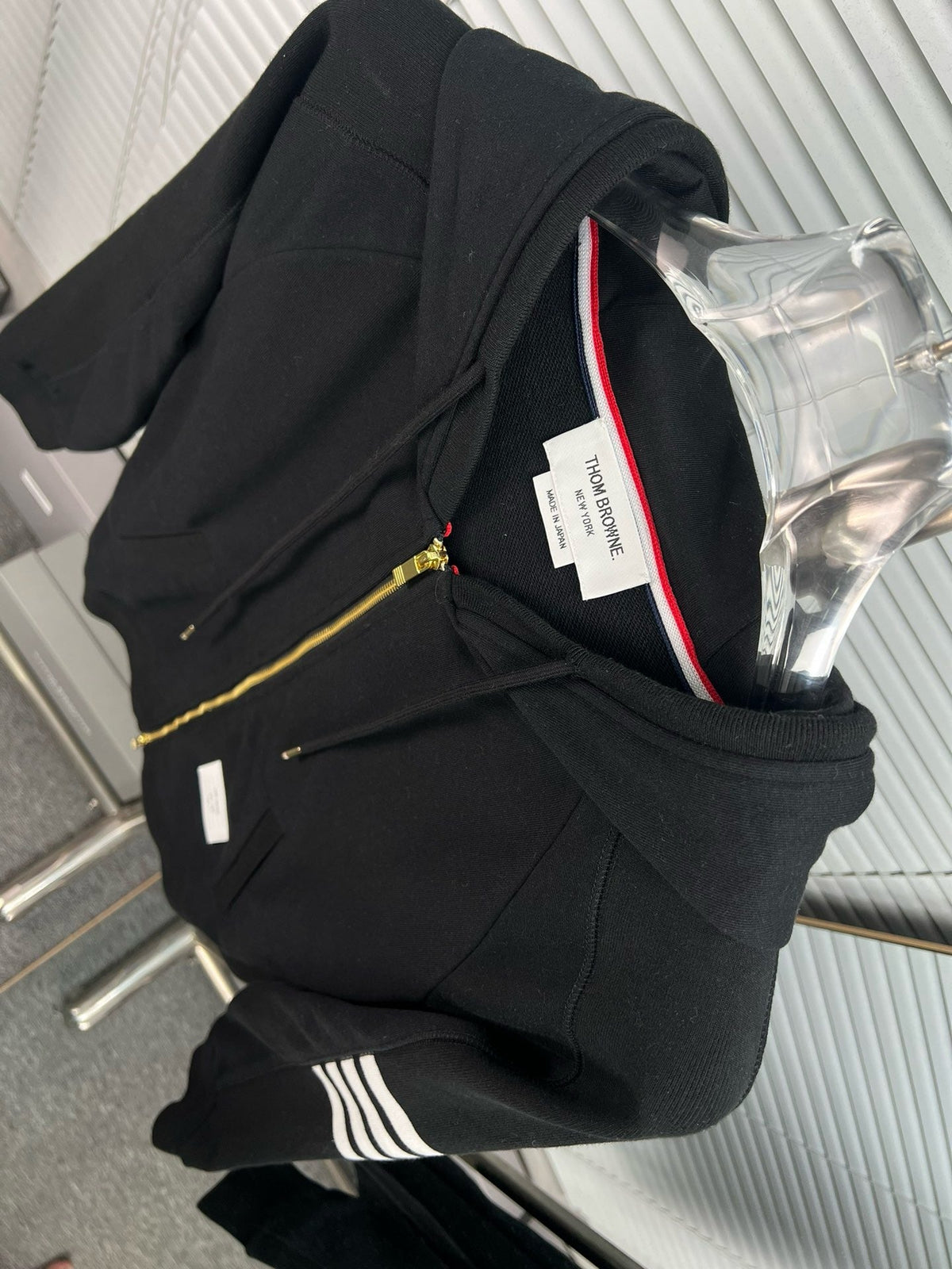 4-Bar Reißverschluss-Hoodie Schwarz - Herren