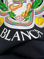Marineblaues Baumwoll-Sweatshirt mit Emblem-Grafik – Herren