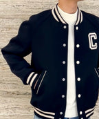 Varsity-Jacke aus schwarzer Wolle – Herren