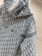 Marineblaues Jacquard-Monogramm-Panel-Rundhals-Sweatshirt – Herren