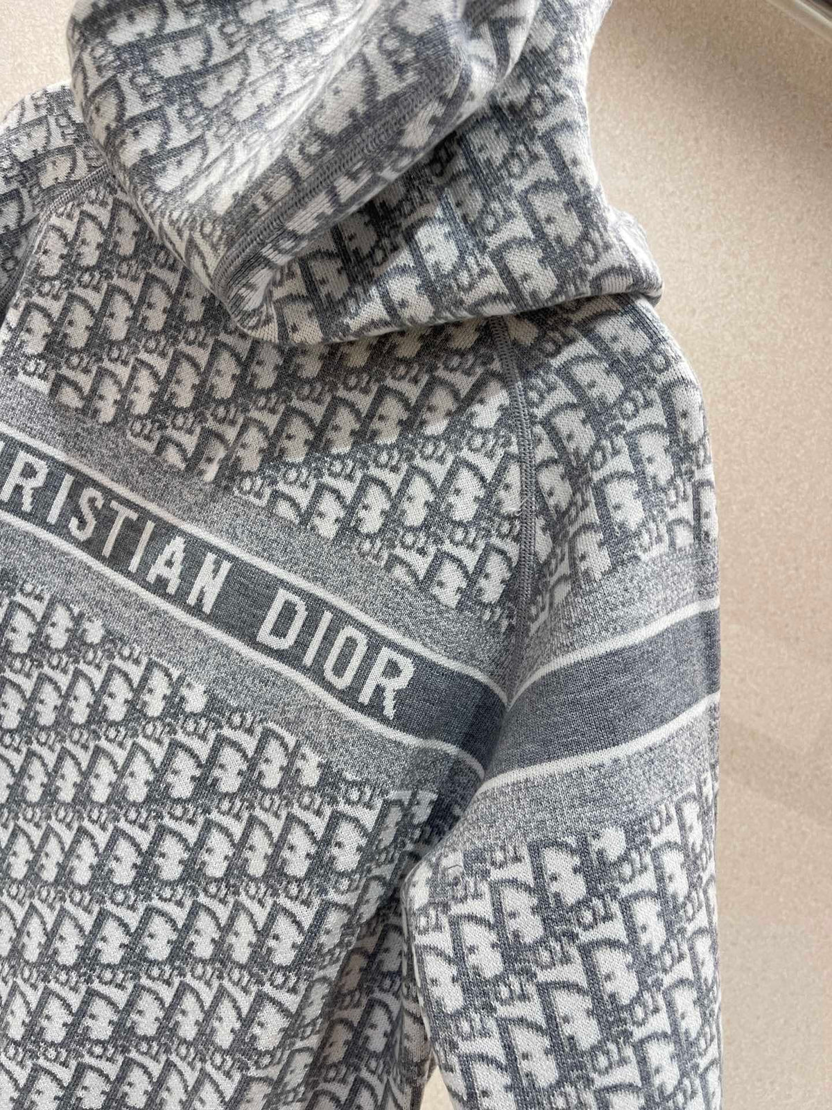 Marineblaues Jacquard-Monogramm-Panel-Rundhals-Sweatshirt – Herren