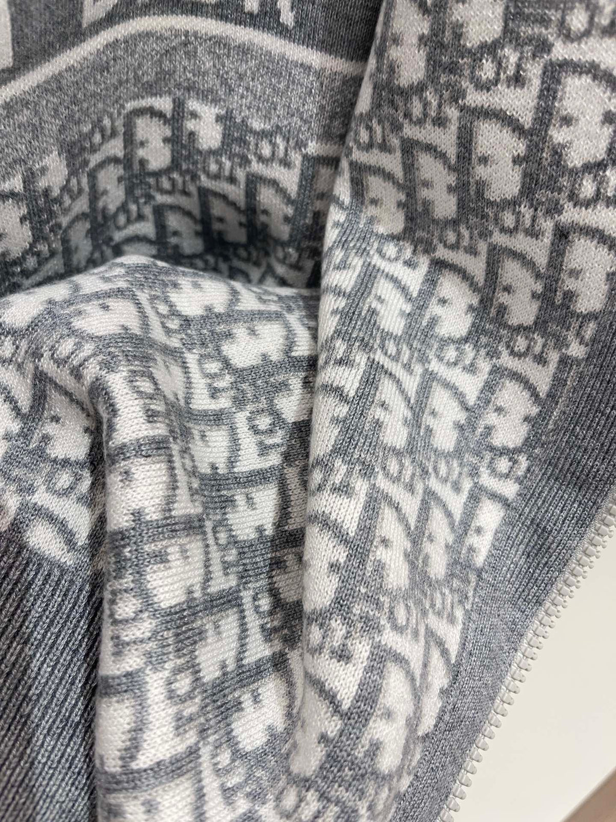Marineblaues Jacquard-Monogramm-Panel-Rundhals-Sweatshirt – Herren