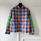 Blaues Flanell-Langarmshirt mit Print auf den Ärmeln – Herren