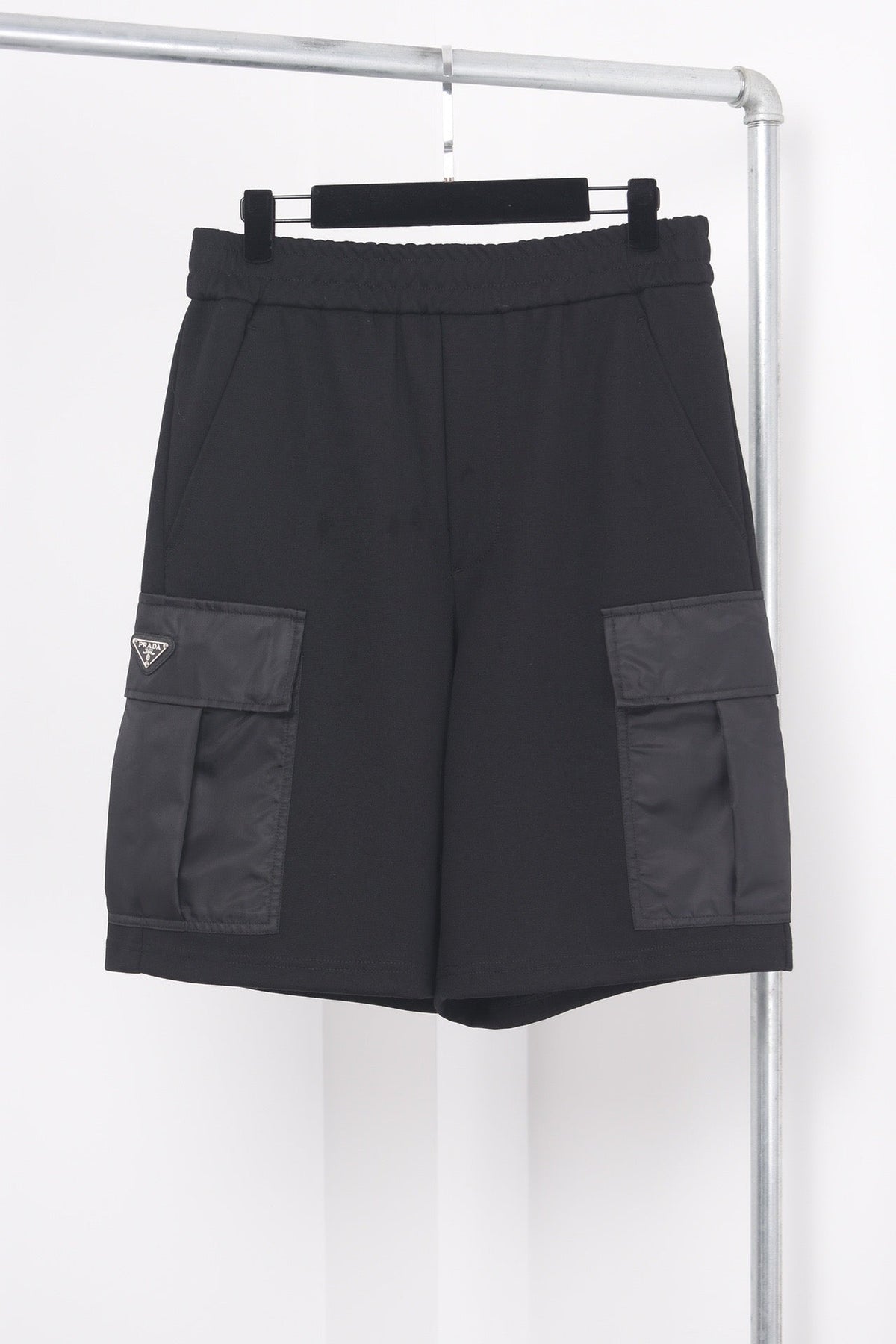Black Cotton Panelled Cargo - Men's
