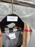 Black Cotton Check Lined Pullover - Men's