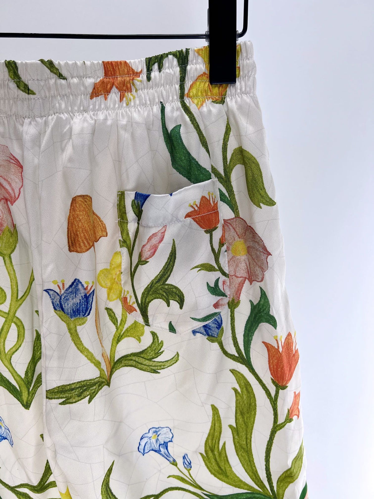 Botanical Print Silk Shorts - Men's