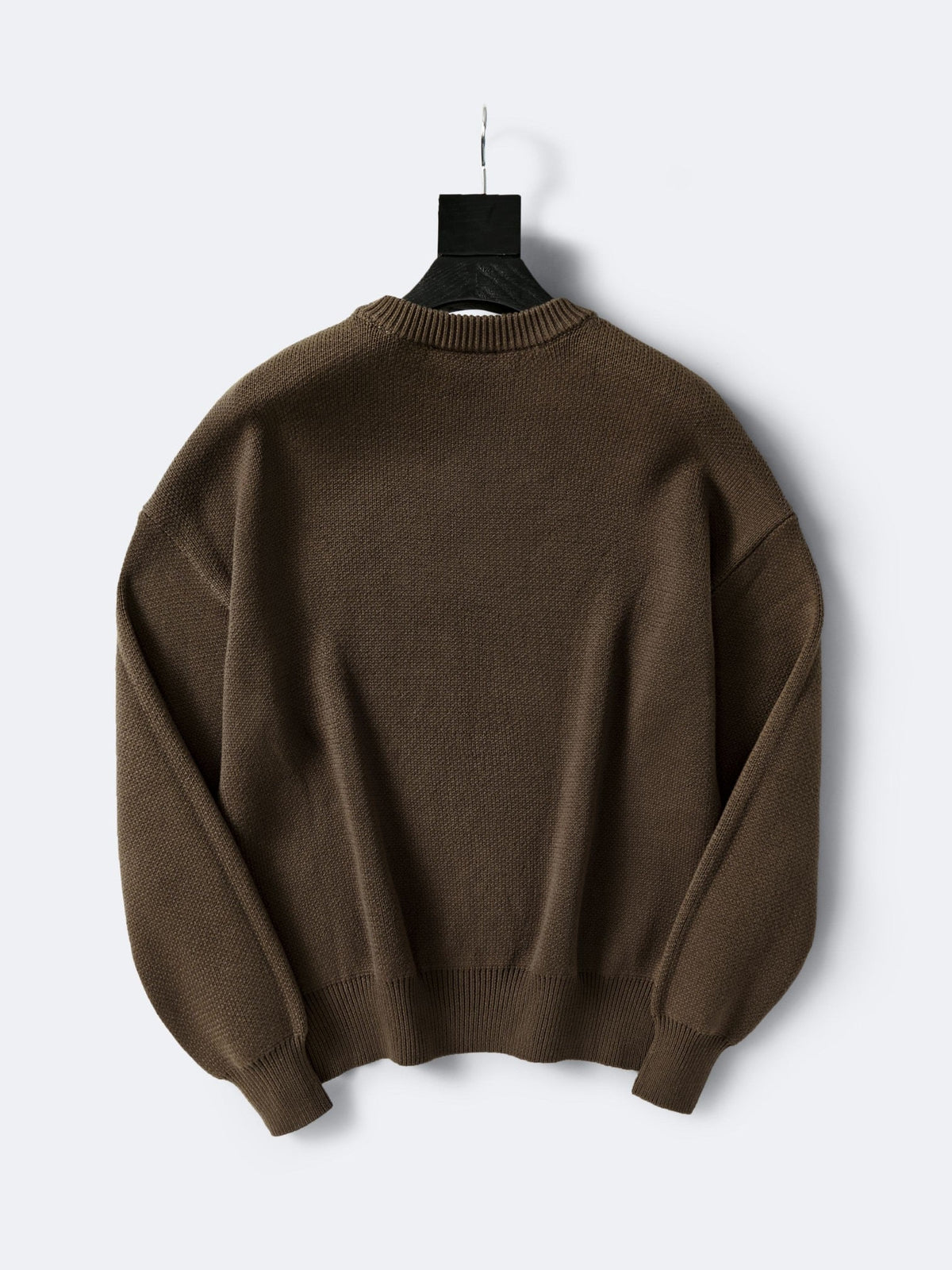 Cremefarbener Wollpullover mit Textlogo, Rundhalsausschnitt – Herren