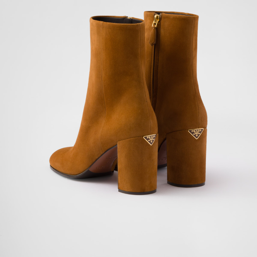 Suede Leather booties – leather lining Side zipper closure Boot leg: 16 cm Leather and rubber sole – LUX VERSE Luxury Designer Fashion Outlet