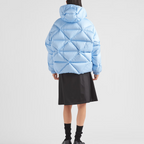 Oversized Re-Nylon Gabardine down jacket – a vintage-inspired oversized silhouette characterizes this down jacket made – LUX VERSE Luxury Designer Fashion Outlet