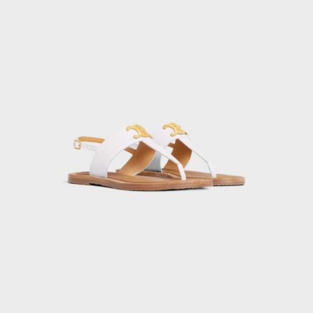 LYMPIA TRIOMPHE THONG in CALFSKIN – tHE SHOEADJUSTABLE UPPER STRAP WITH ENGRAVED BUCKLESADJUSTABLE – LUX VERSE Luxury Designer Fashion Outlet