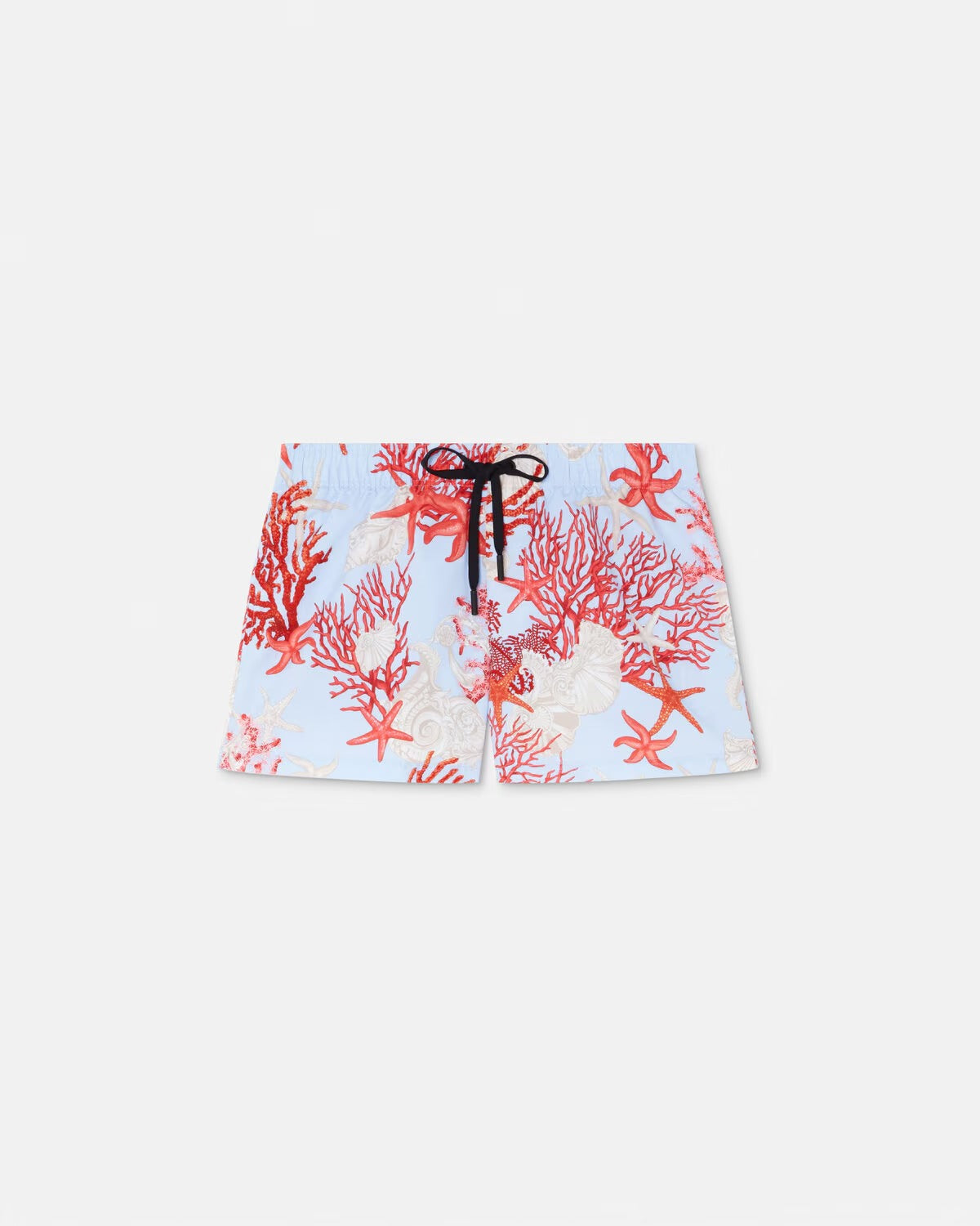 Barocco Sea Swim Shorts-1 – these swim shorts feature the Barocco Sea print with coral, seashell, and starfish – LUX VERSE Luxury Designer Fashion Outlet