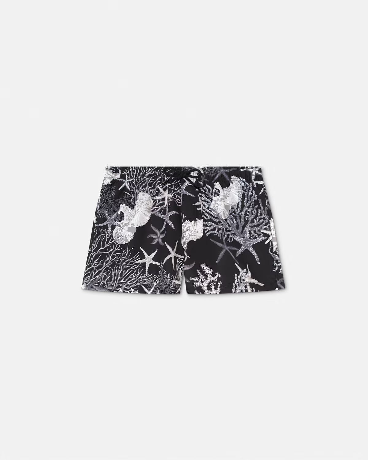 Barocco Sea Swim Shorts-2 – these swim shorts feature the Barocco Sea print with coral, seashell, and starfish – LUX VERSE Luxury Designer Fashion Outlet
