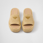 Crochet Flatform Iconic Slides – a simple yet sophisticated crochet pattern enhances the design of these flatform – LUX VERSE Luxury Designer Fashion Outlet