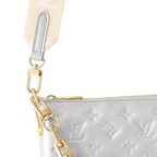 Coussin PM Silver – in addition to the chain, a wide removable textile strap allows shoulder – LUX VERSE Luxury Designer Fashion Outlet
