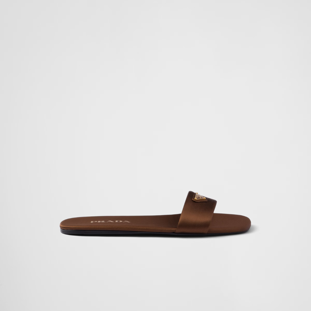 Satin slides – these flat slides have a sleek design enriched by the sophisticated satin finish – LUX VERSE Luxury Designer Fashion Outlet