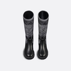 D-Major Boot – joining embroidered cotton featuring a Cannage motif with black calfskin, the style – LUX VERSE Luxury Designer Fashion Outlet