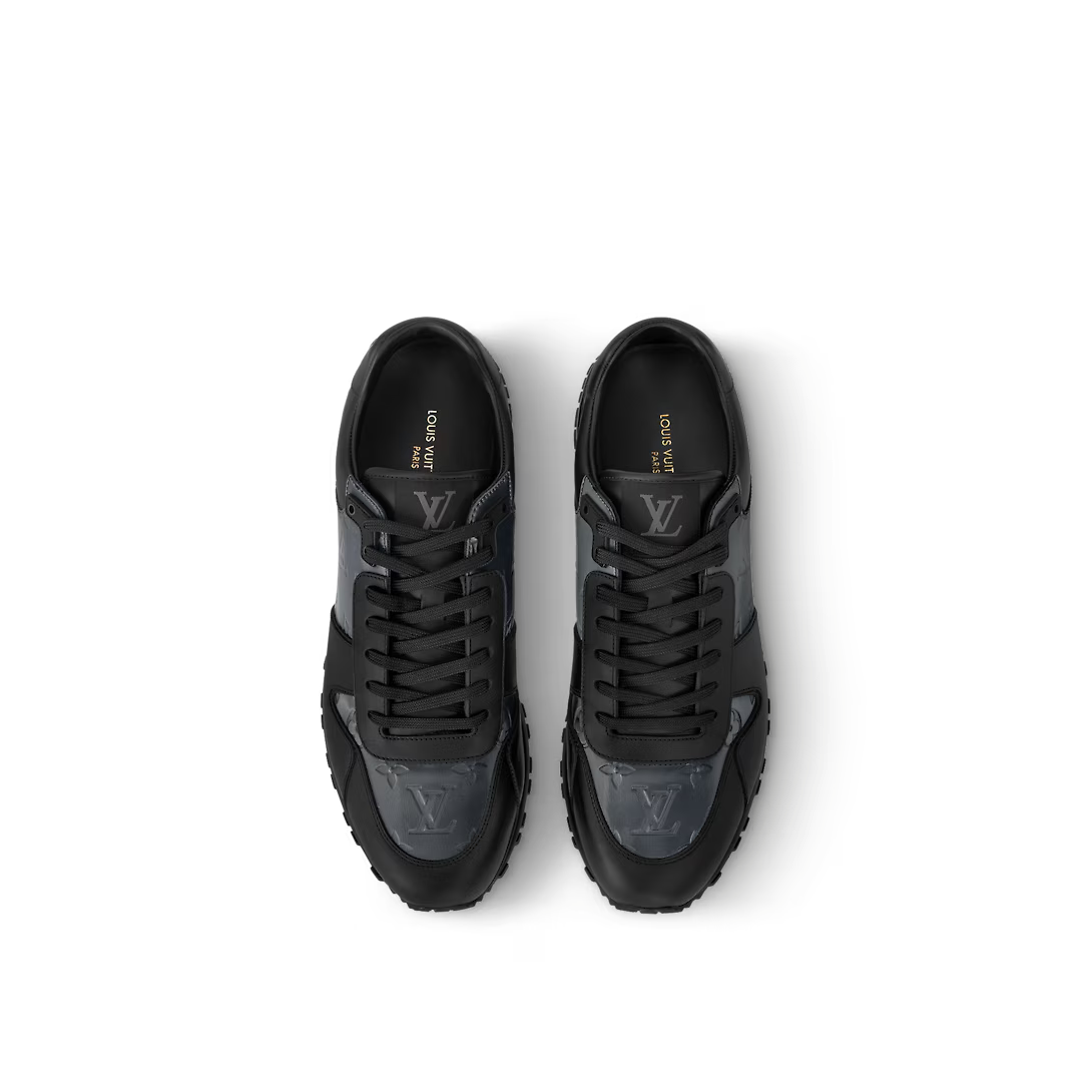Run Away Classic Sneaker – this version comes in iridescent textile with the Monogram pattern, complemented – LUX VERSE Luxury Designer Fashion Outlet