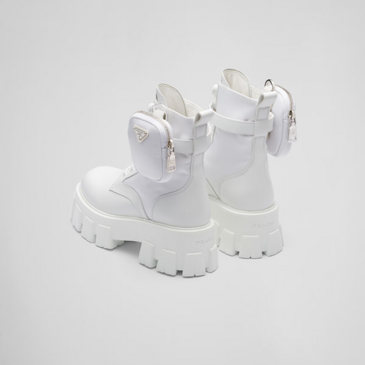 Monolith leather and Re-Nylon boots with pouch - LUX VERSE - Luxury designer fashion outlet