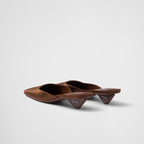 Satin mules – the essential, iconic geometric shape of triangle inspires the design of the heel – LUX VERSE Luxury Designer Fashion Outlet