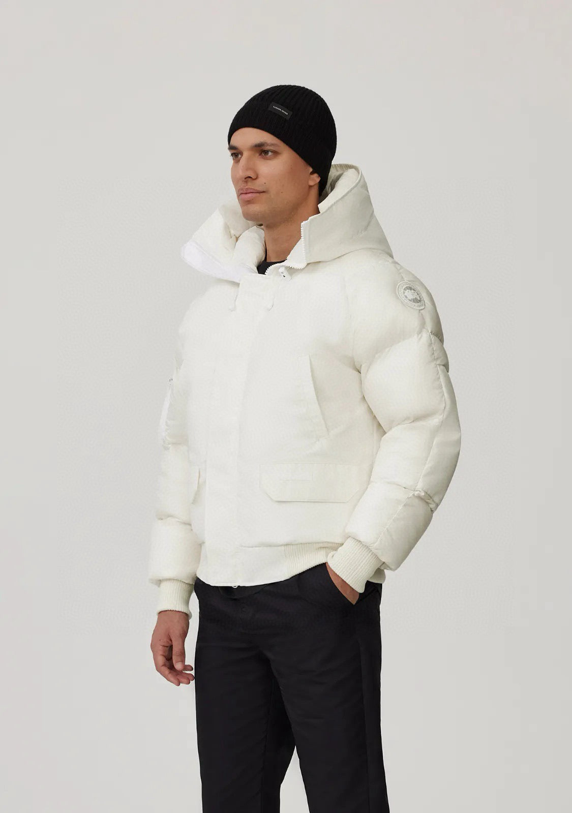 Schwarz-weiße Steppjacke für Herren