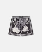 Barocco Reversible Boardshorts – these reversible swim boardshorts with side pockets feature the Barocco Sea print – LUX VERSE Luxury Designer Fashion Outlet