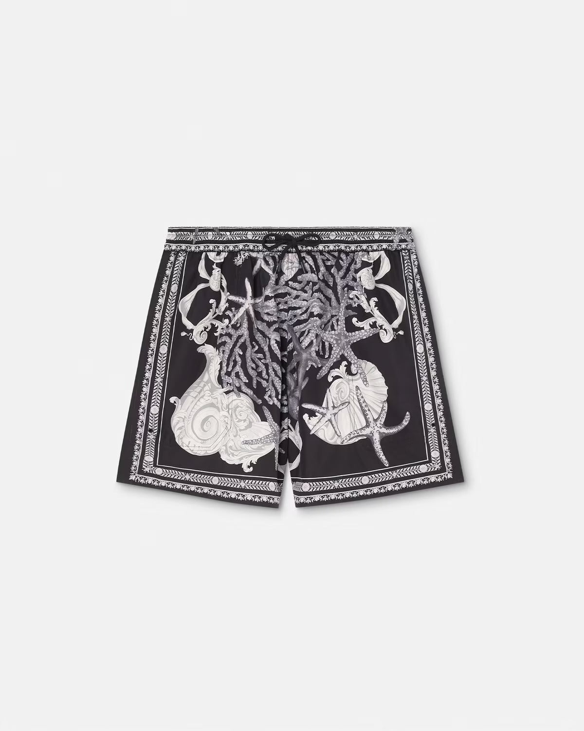 Barocco Reversible Boardshorts – these reversible swim boardshorts with side pockets feature the Barocco Sea print – LUX VERSE Luxury Designer Fashion Outlet